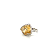 18k white gold yellow beryl and diamond fashion ring