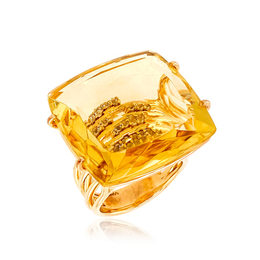 yellow gold plate light citrine fashion ring 29.2ct