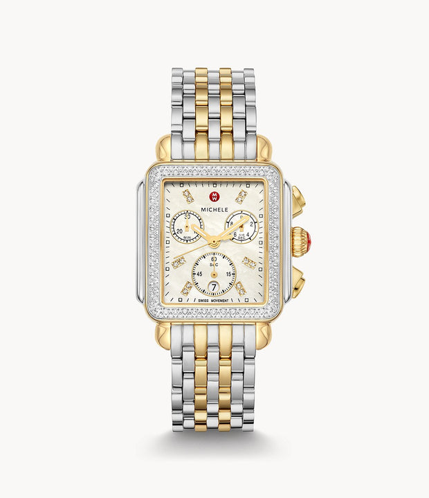 deco two tone 18k gold diamond watch
