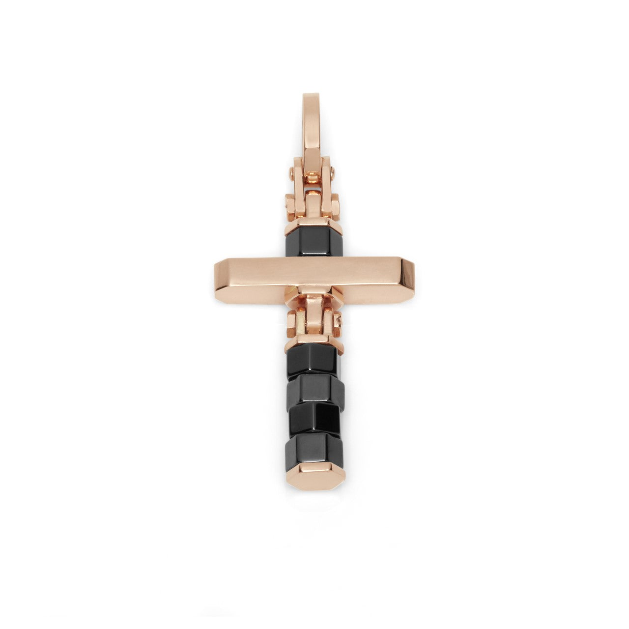 18k roes gold and black ceramic cross