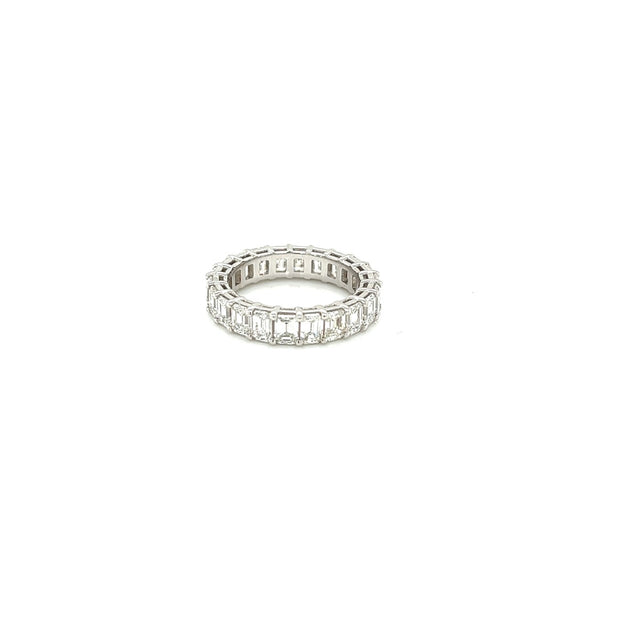 14k white gold emerald cut diamond eternity band 4.15ct