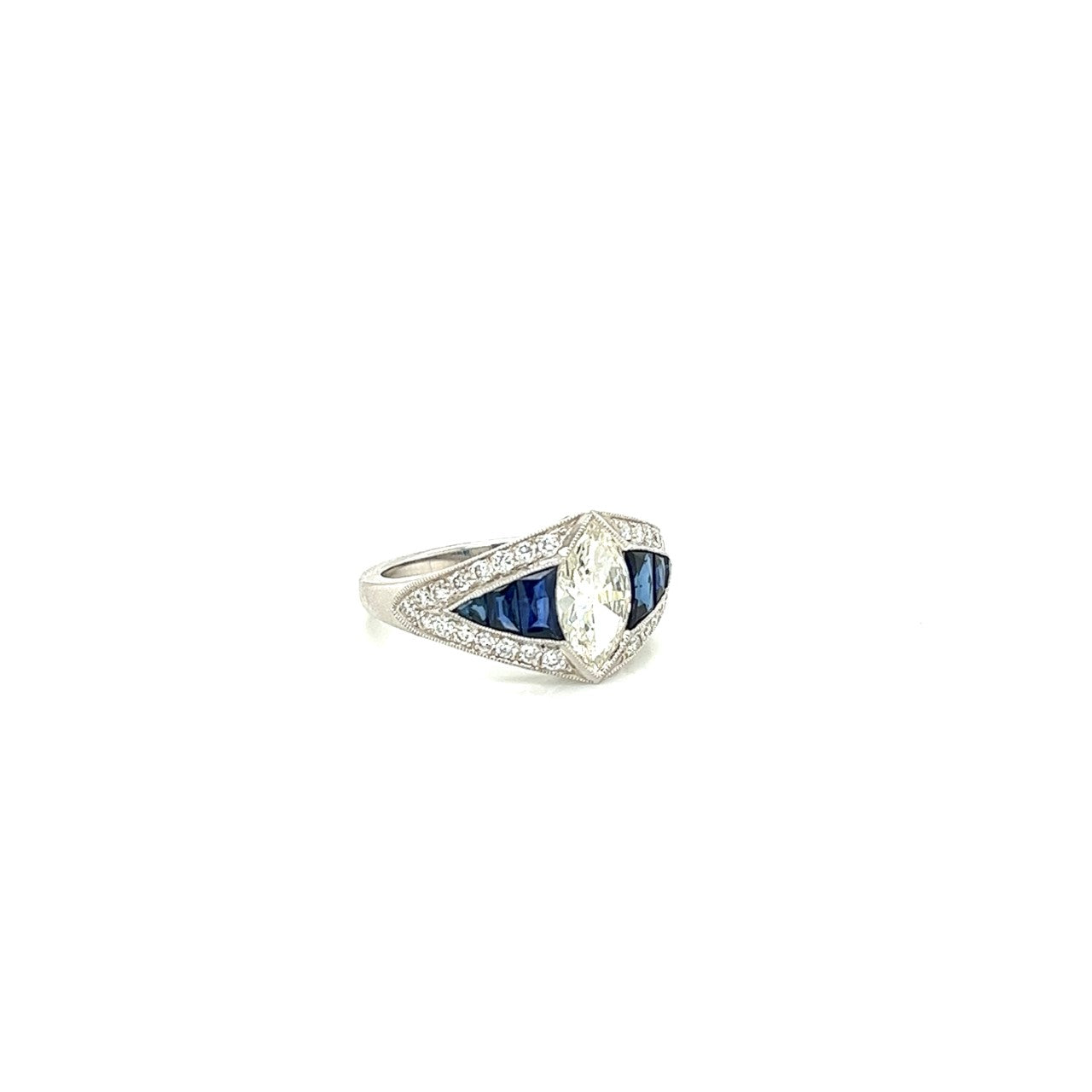 platinum diamond and blue sapphire fashion ring 2.12ct