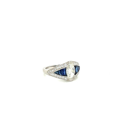 platinum diamond and blue sapphire fashion ring 2.12ct