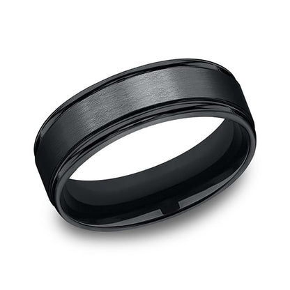Black Cobalt Chrome Comfort-Fit Design Wedding Band