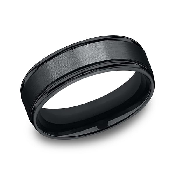 Black Cobalt Chrome Comfort-Fit Design Wedding Band
