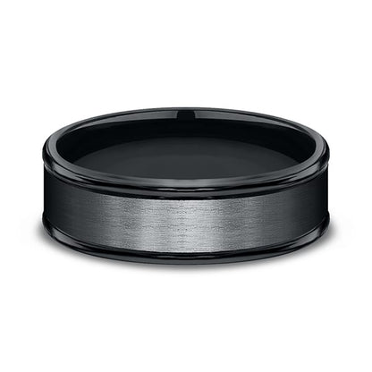 Black Cobalt Chrome Comfort-Fit Design Wedding Band