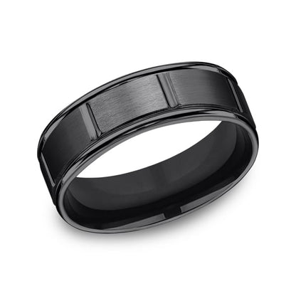 Black Titanium Comfort-Fit Design Wedding Band