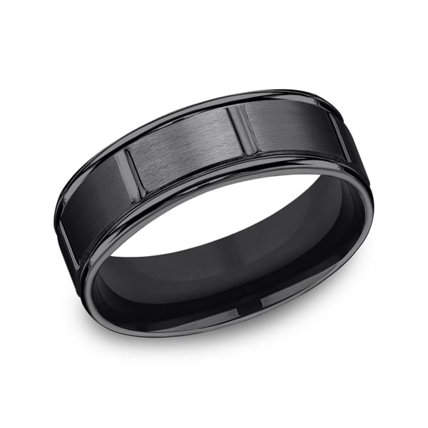 Black Titanium Comfort-Fit Design Wedding Band