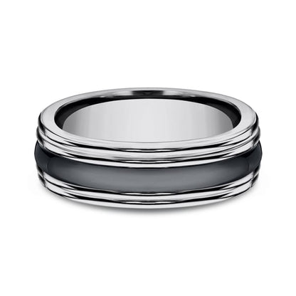 Tungsten and Seranite Two-Tone Design Wedding Band