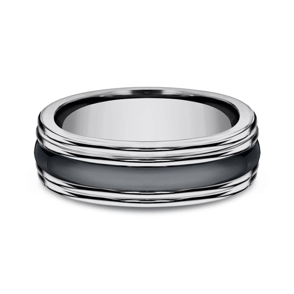 Tungsten and Seranite Two-Tone Design Wedding Band