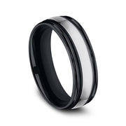 Tungsten and Seranite Comfort-Fit Design Wedding Band