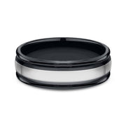Tungsten and Seranite Comfort-Fit Design Wedding Band