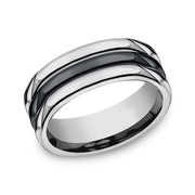 Tungsten and Seranite Comfort-Fit Design Wedding Band