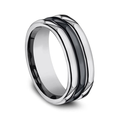 Tungsten and Seranite Comfort-Fit Design Wedding Band