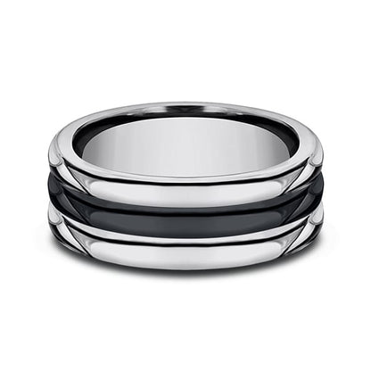 Tungsten and Seranite Comfort-Fit Design Wedding Band
