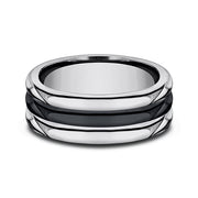 Tungsten and Seranite Comfort-Fit Design Wedding Band