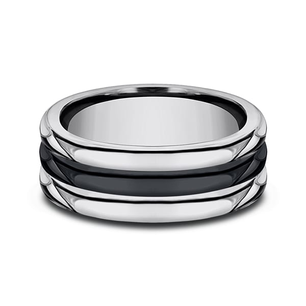 Tungsten and Seranite Comfort-Fit Design Wedding Band